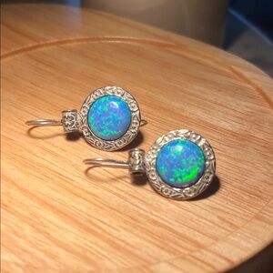 Elegant Silver and Blue Opal Earrings